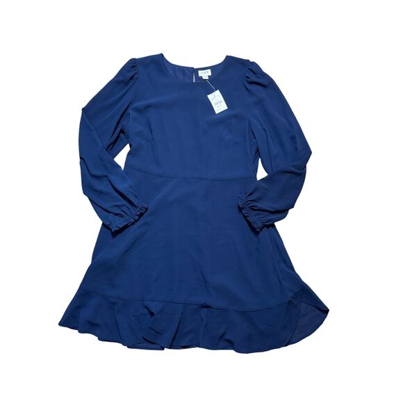 J. CREW Navy Blue Women's Dress, size 12P (Petite), Flounce Hem - Picture 1 of 14